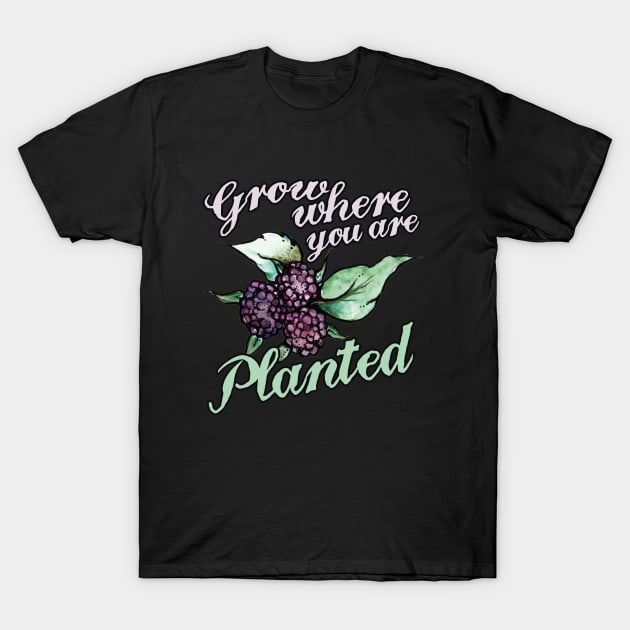 Black Raspberries Grow where you are planted T-Shirt by bubbsnugg